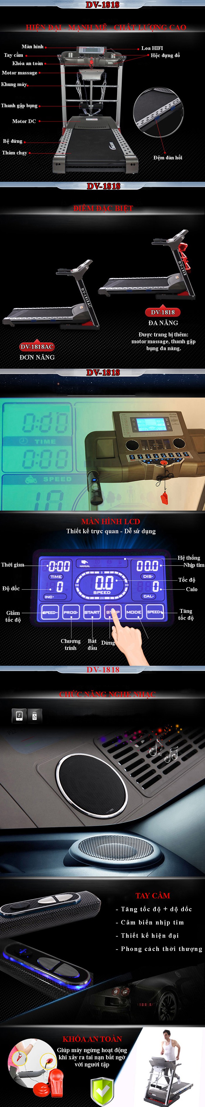 Máy chạy bộ DV - 1818 khác biệt với sản phẩm khác như thế nào